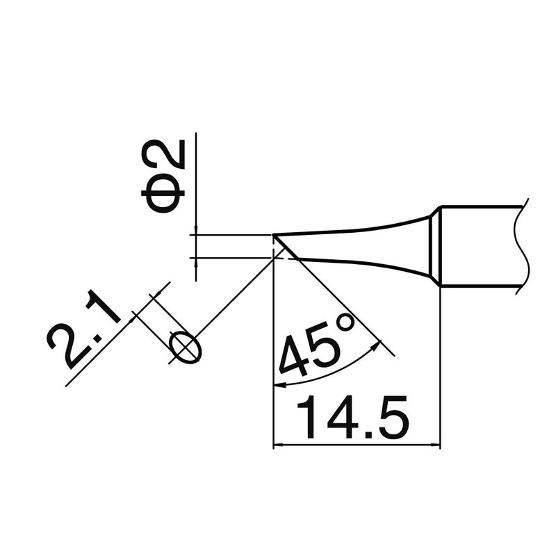 Hakko Soldering Tip, Bevel, 2.0mm x 14.5mm - Image 5
